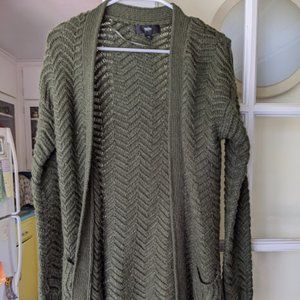 Oversized green knit cardigan